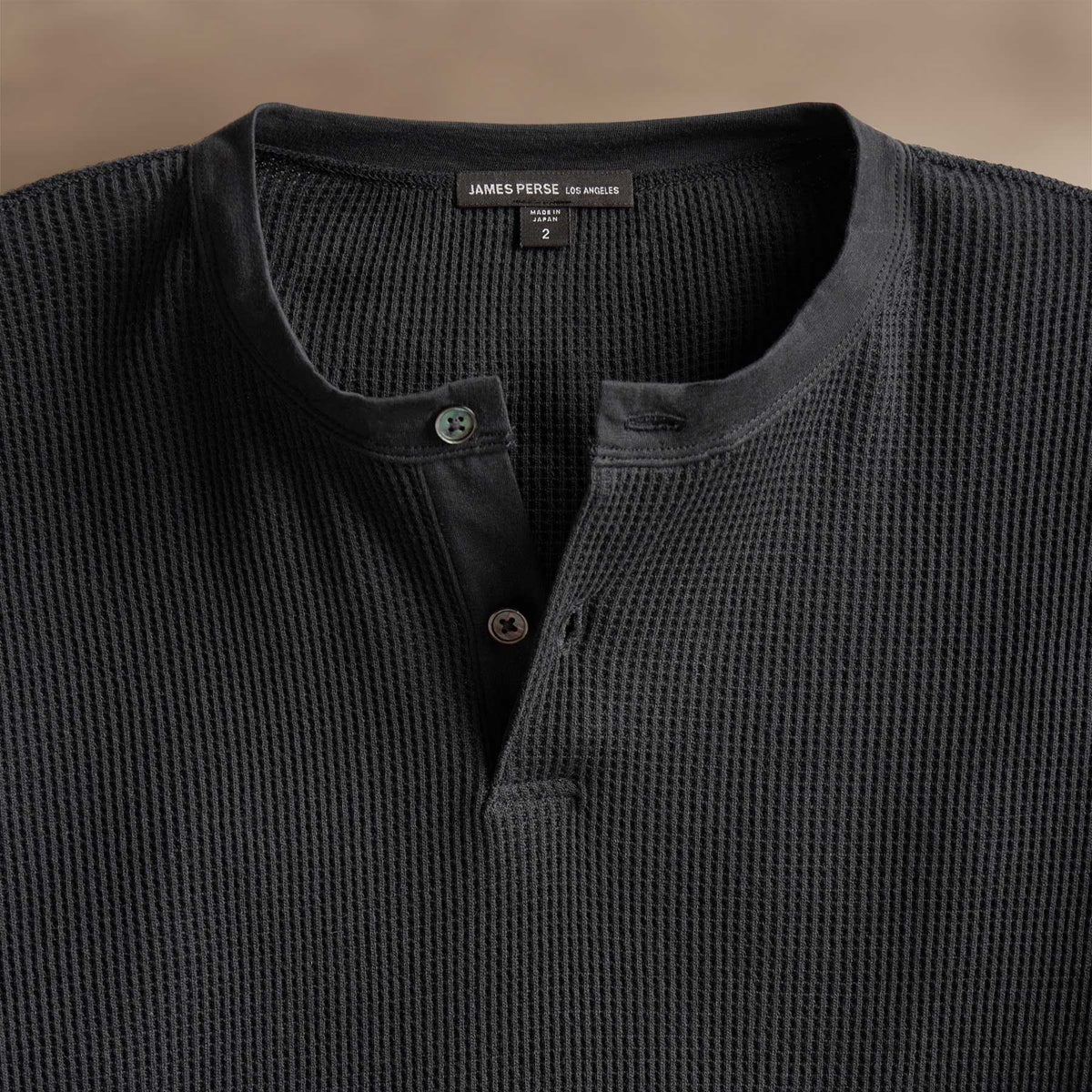 Cotton Lnn Thermal Long Sleeve Henley in Magma | James Perse Los Angeles