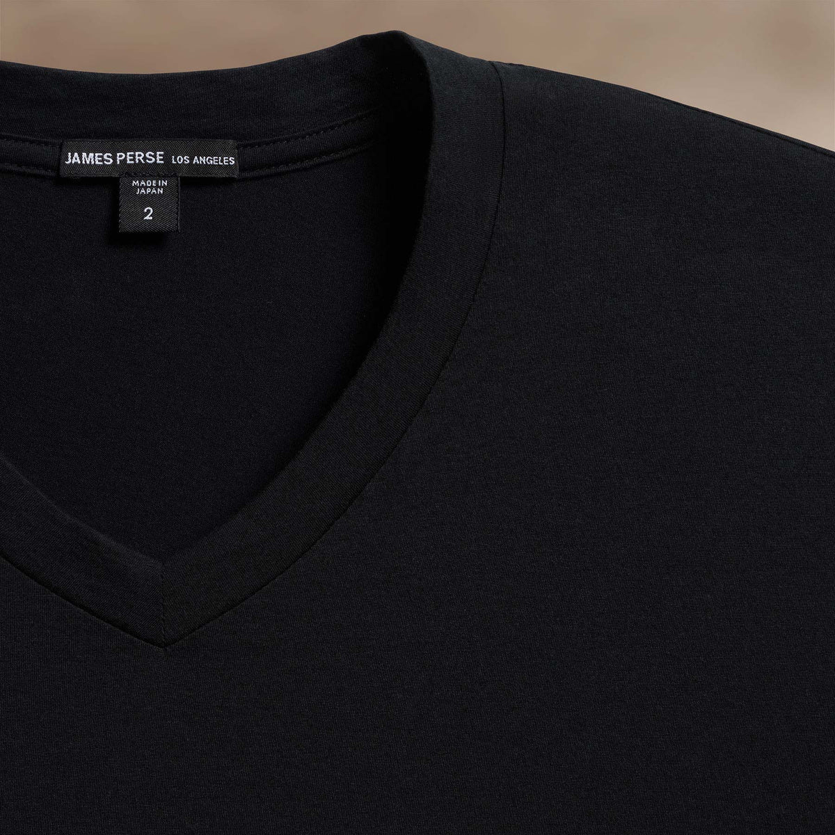 Luxe Lotus Jersey V Neck in Black | James Perse Los Angeles