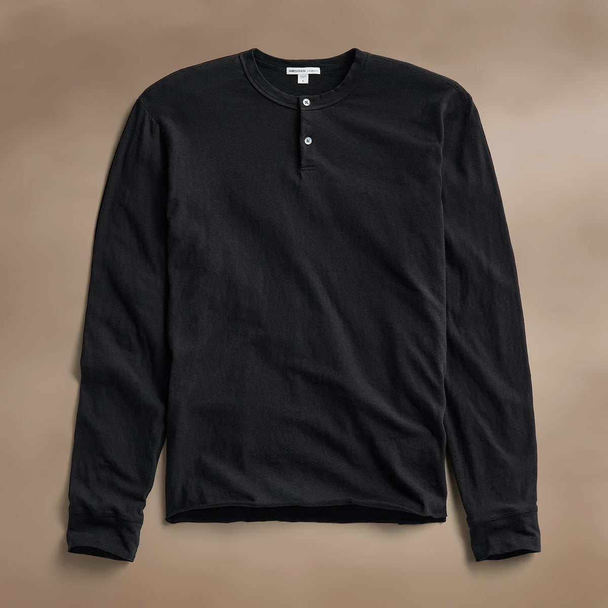 Natural Slub Jersey Henley in Black | James Perse Los Angeles