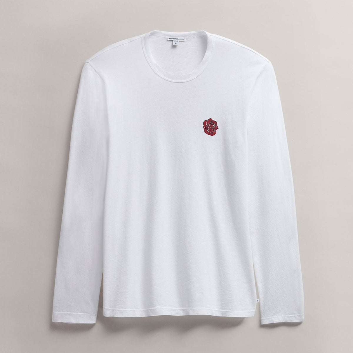 Men's Grateful Dead Rose Long Sleeve Crew in White/Red | James Perse Los Angeles
