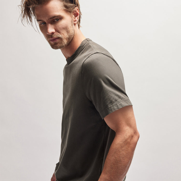 Heavy Luxe Jersey Crew in Dark Olive | James Perse Los Angeles