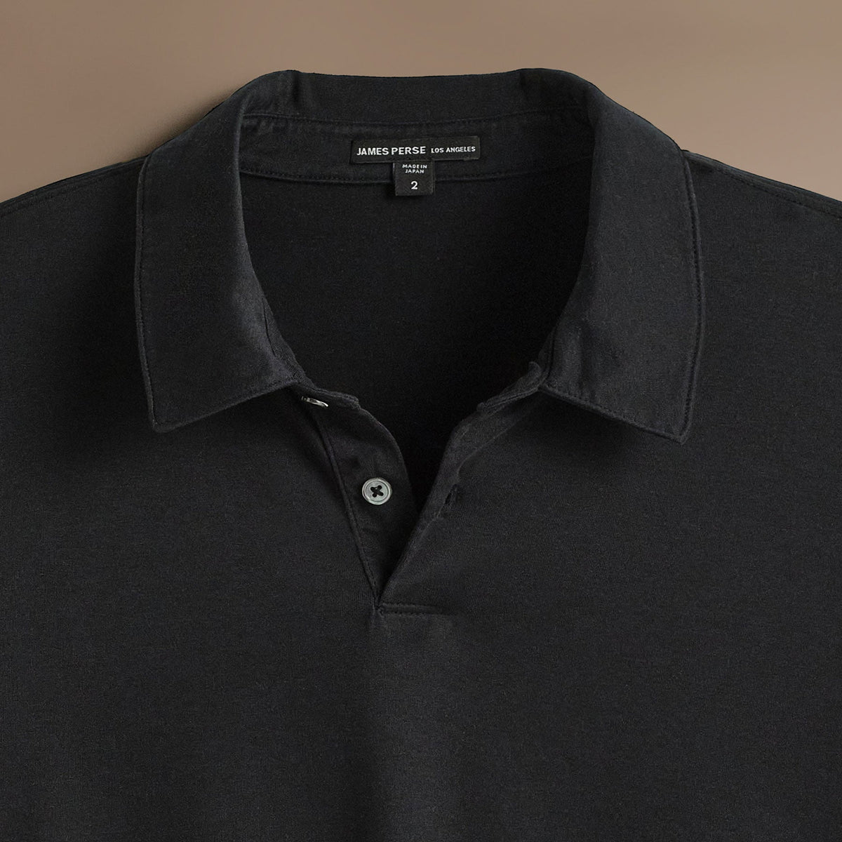Heavy Luxe Jersey Long Sleeve Polo in Black | James Perse Los Angeles