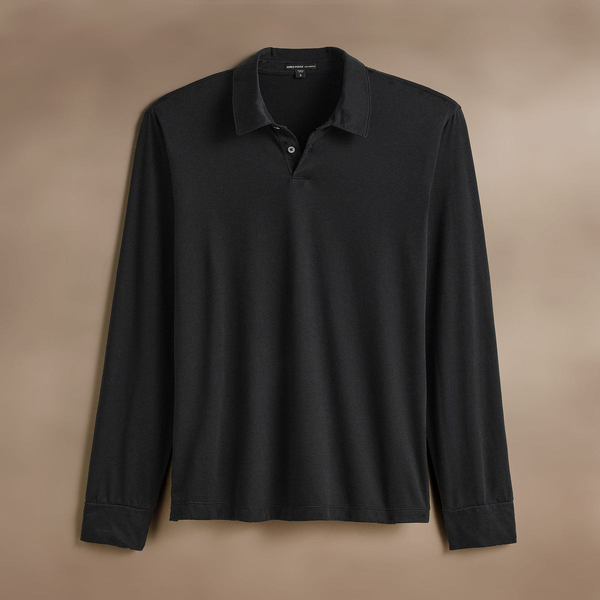 Heavy Luxe Jersey Long Sleeve Polo in Black | James Perse Los Angeles