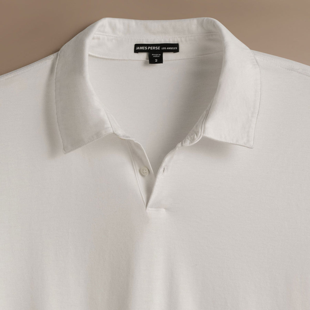 Heavy Luxe Jersey Long Sleeve Polo in White | James Perse Los Angeles