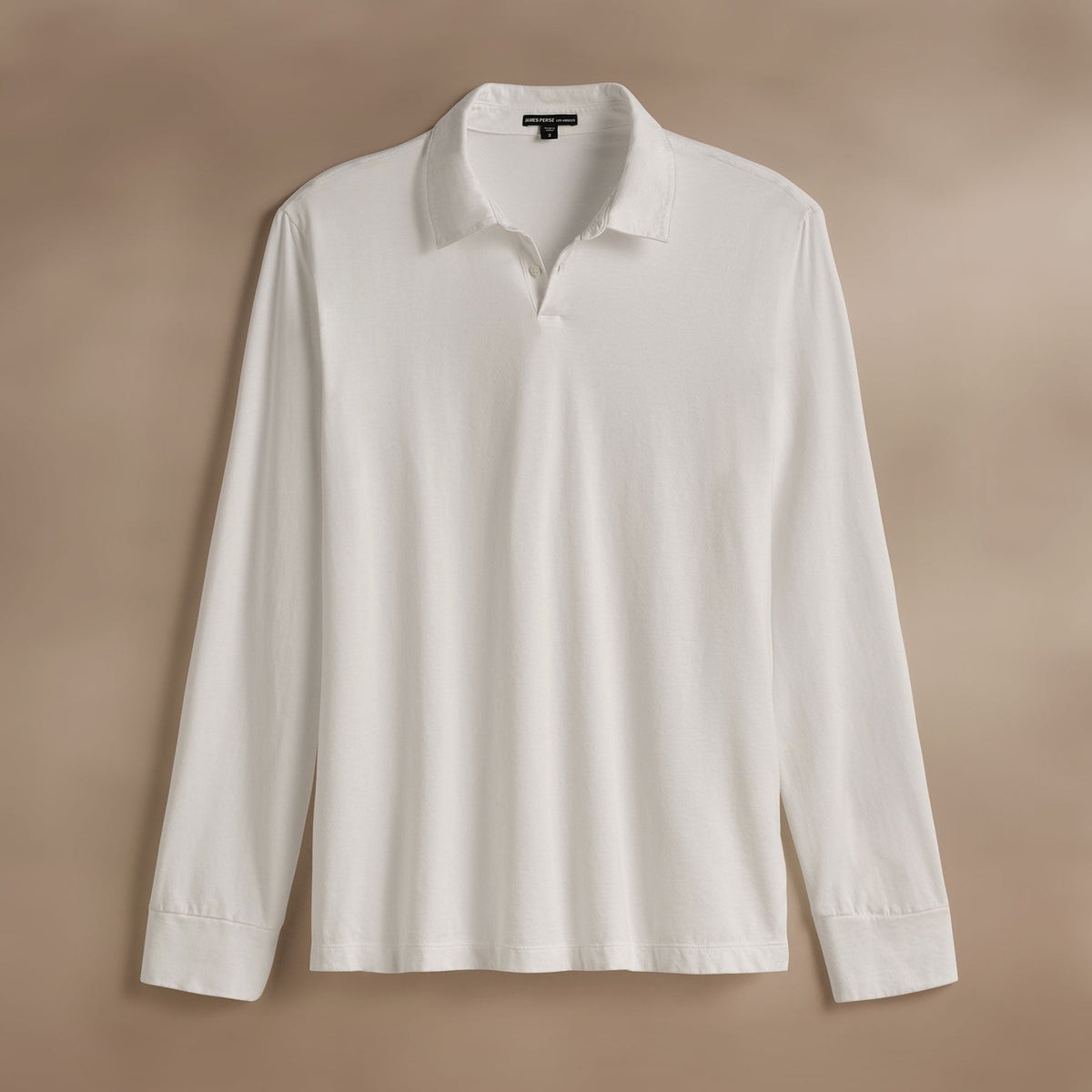 Heavy Luxe Jersey Long Sleeve Polo in White | James Perse Los Angeles