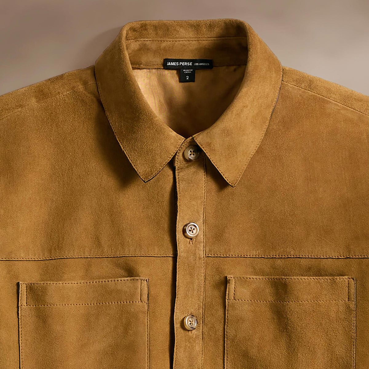 Suede Western Shirt in Tobacco | James Perse Los Angeles