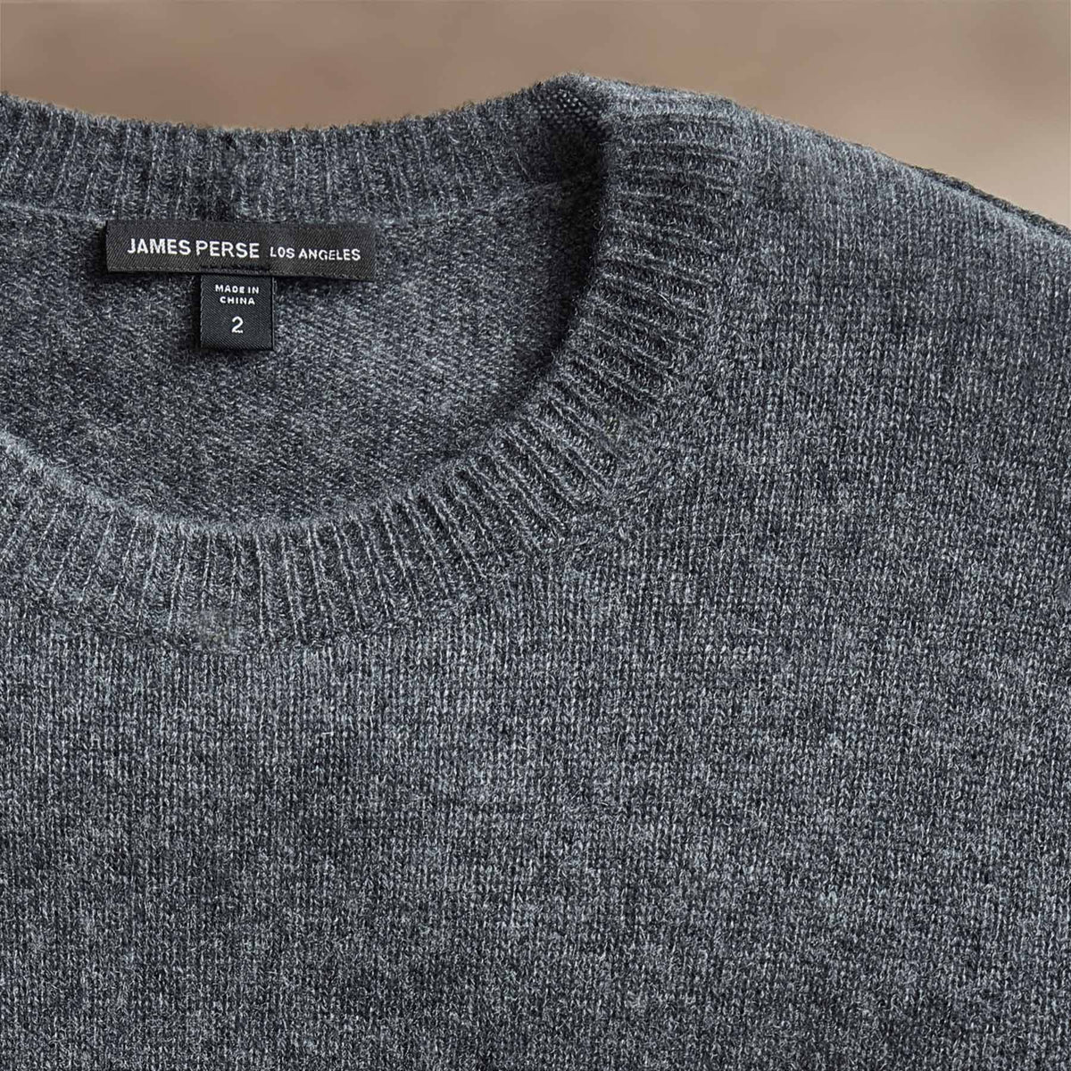 Soft Featherweight Cashmere Crew in Flannel | James Perse Los Angeles