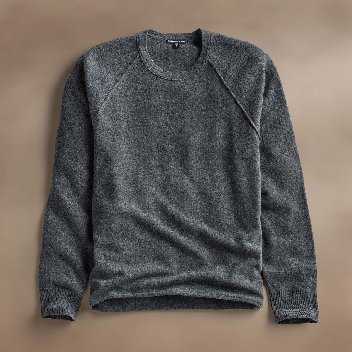 Rcld Cashmere Palm Intarsia Raglan in Flannel/Black | James Perse Los Angeles