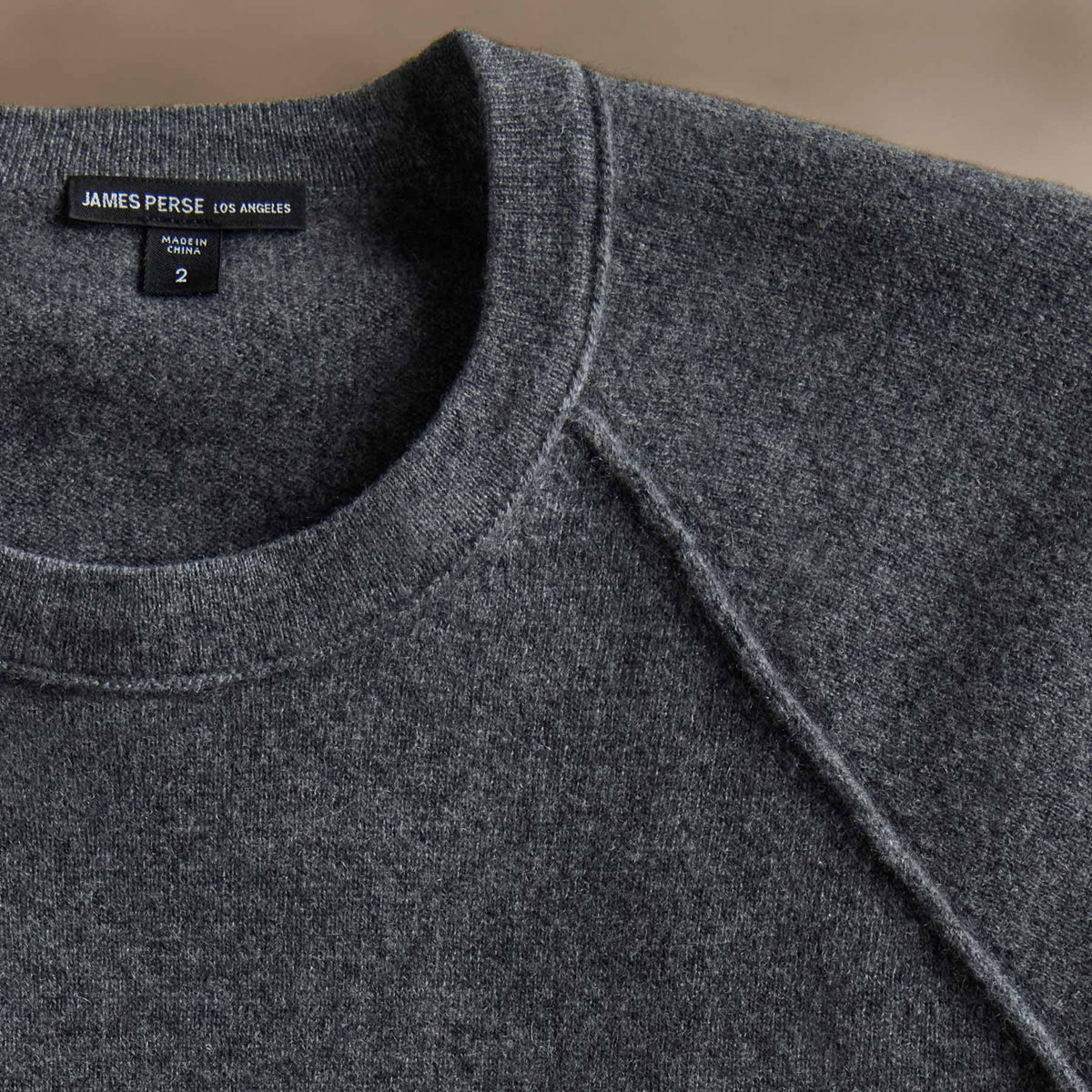 Rcld Cashmere Palm Intarsia Raglan in Flannel/Black | James Perse Los Angeles