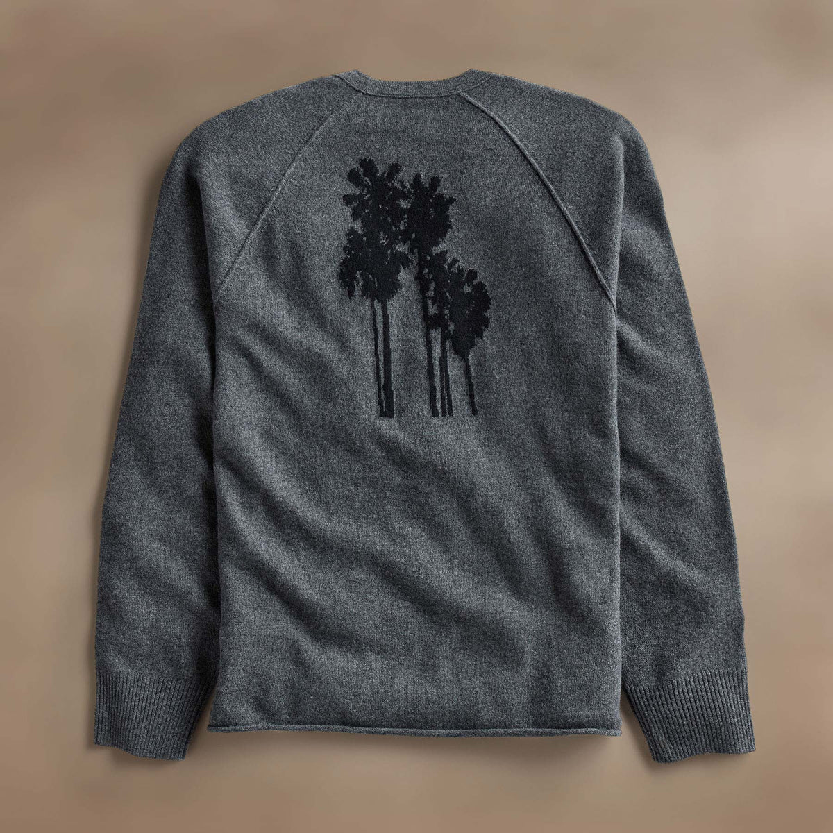 Rcld Cashmere Palm Intarsia Raglan in Flannel/Black | James Perse Los Angeles