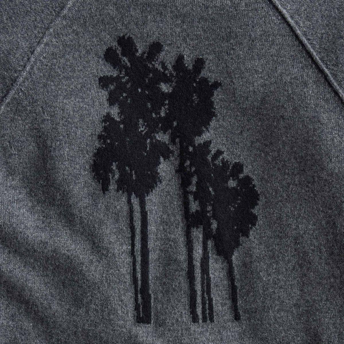 Rcld Cashmere Palm Intarsia Raglan in Flannel/Black | James Perse Los Angeles