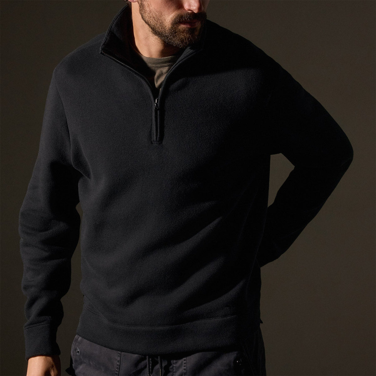 Cozy Half Zip in Black | James Perse Los Angeles