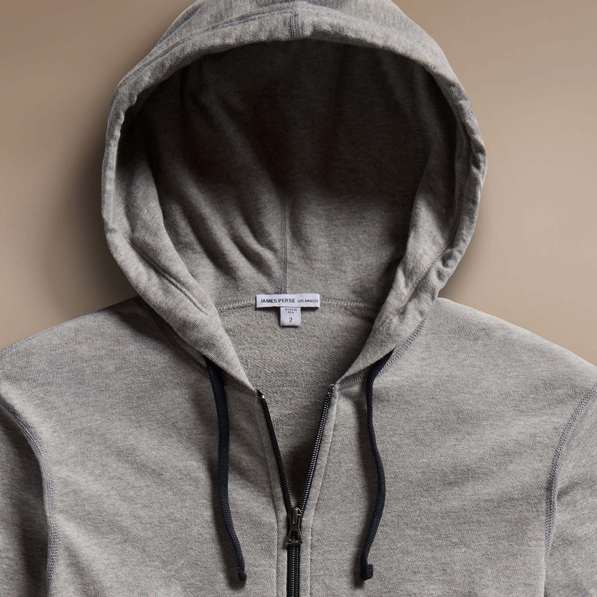 Vintage French Terry Zip Up Hoodie in Heather Grey | James Perse Los Angeles