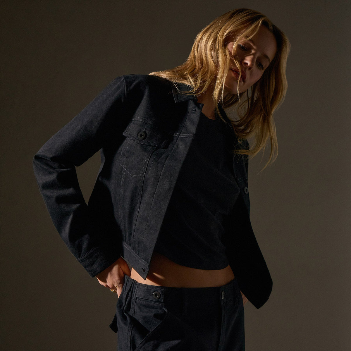 Shrunken Jean Jacket in Black | James Perse Los Angeles
