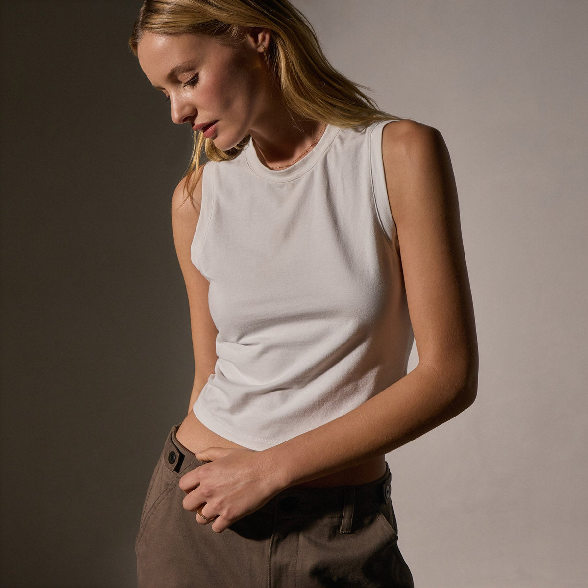Cropped Shell Top in White | James Perse Los Angeles