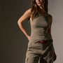 Ribbed High Neck Cami in Overcast Pigment | James Perse Los Angeles