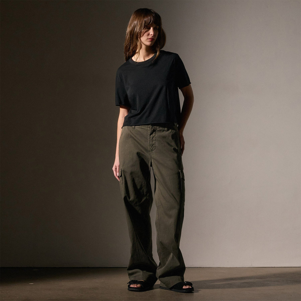 Cotton Linen Silk Jersey Tee in Black | James Perse Los Angeles