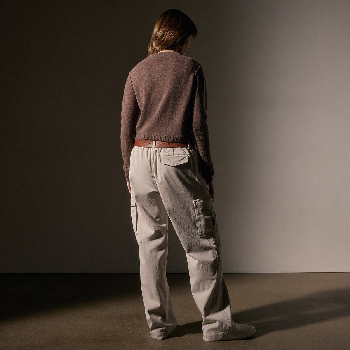 Cashmere Jewel Neck Cardigan in Brown Stone | James Perse Los Angeles