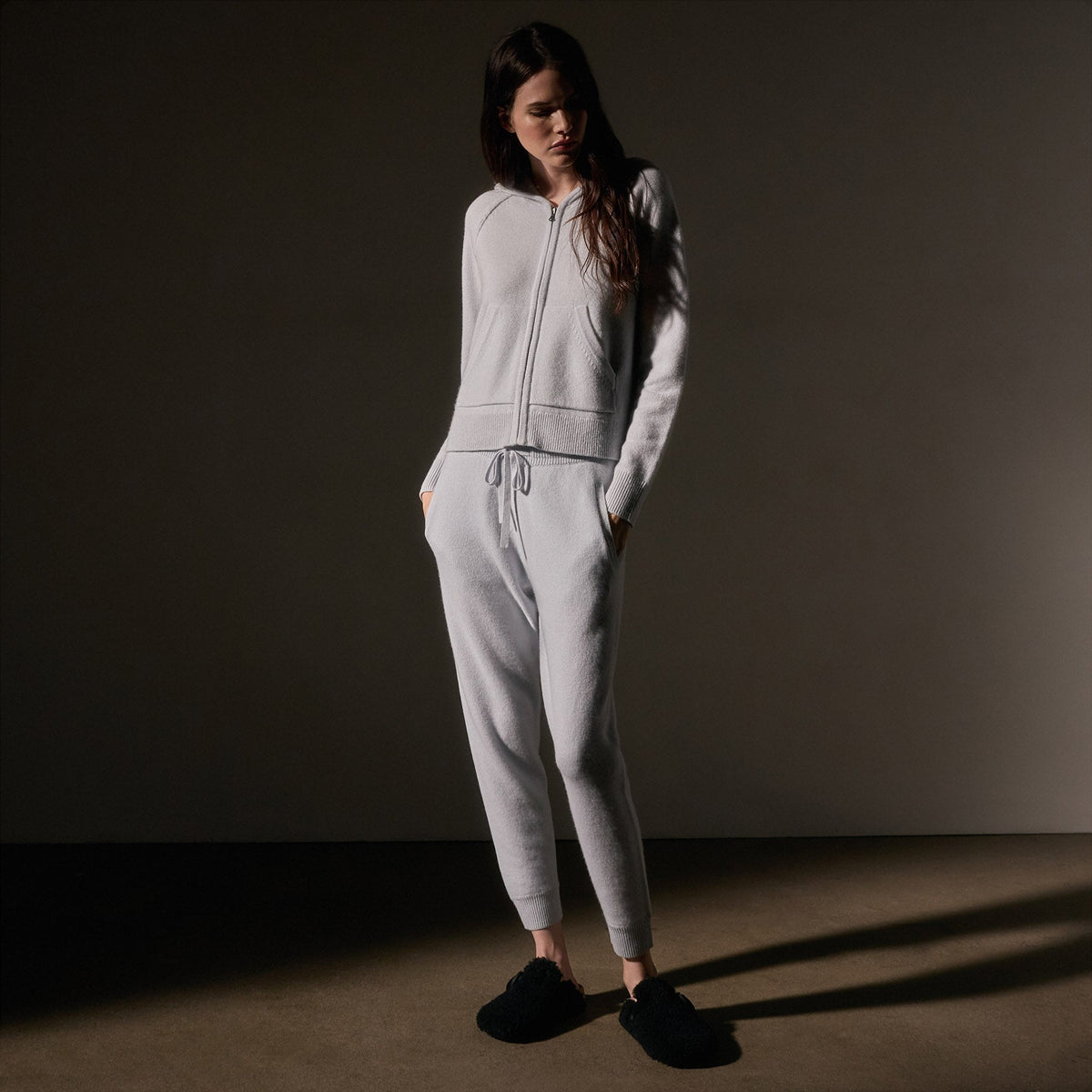 Recycled Cashmere Track Jacket in Pale Blue | James Perse Los Angeles