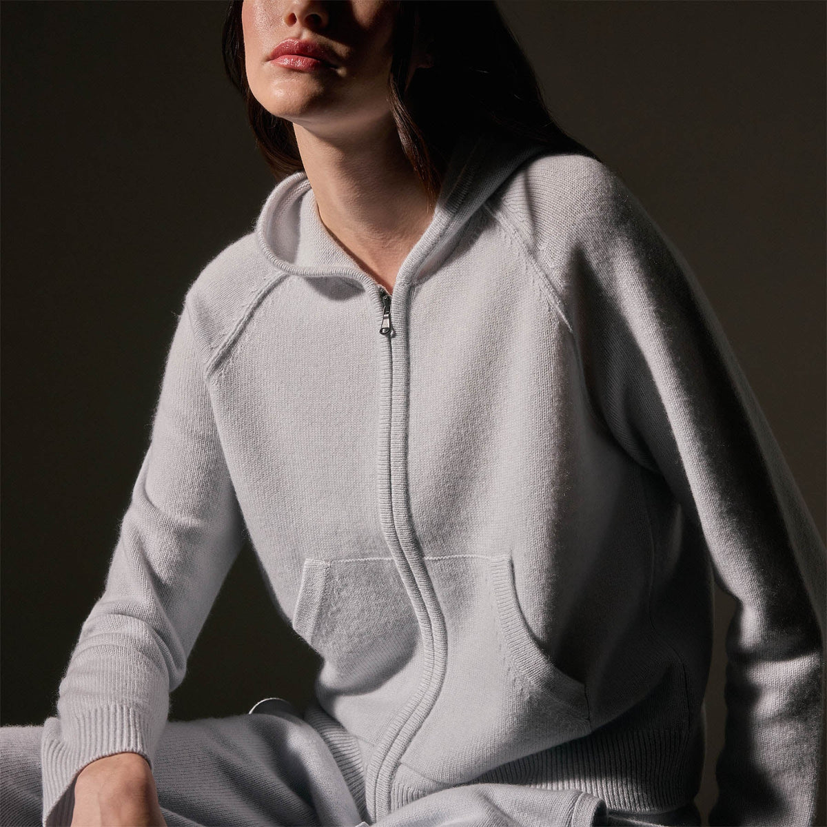 Recycled Cashmere Track Jacket in Pale Blue | James Perse Los Angeles