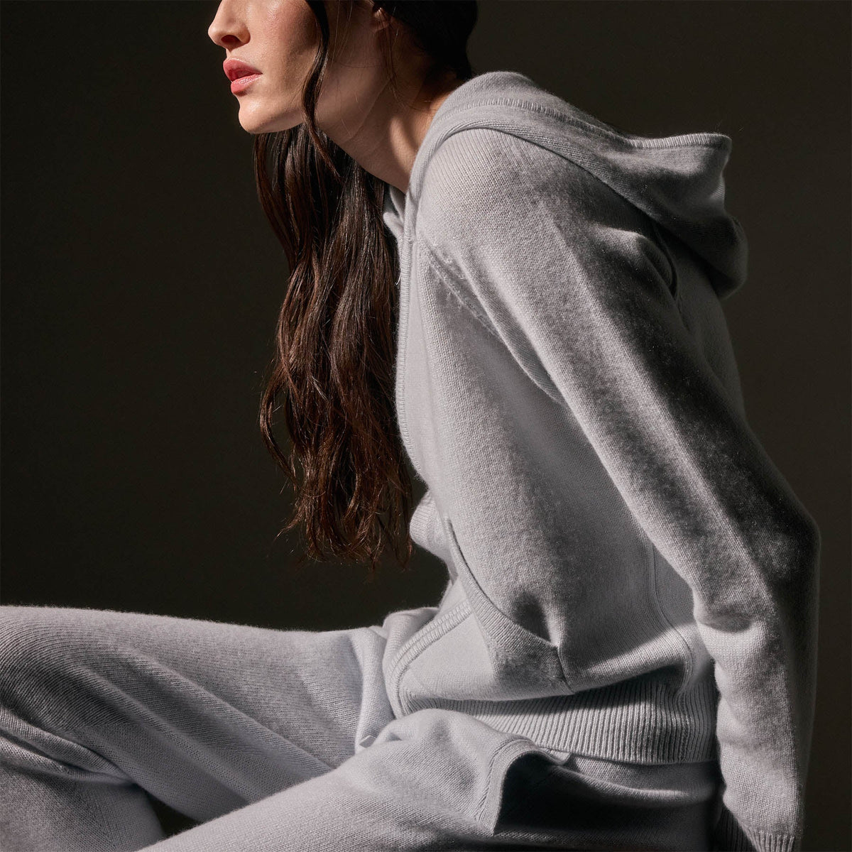 Recycled Cashmere Track Jacket in Pale Blue | James Perse Los Angeles