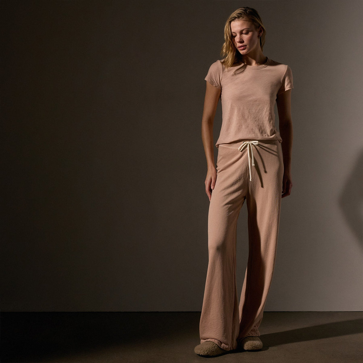 Sheer Slub Crew Neck Tee in Rose Nude | James Perse Los Angeles