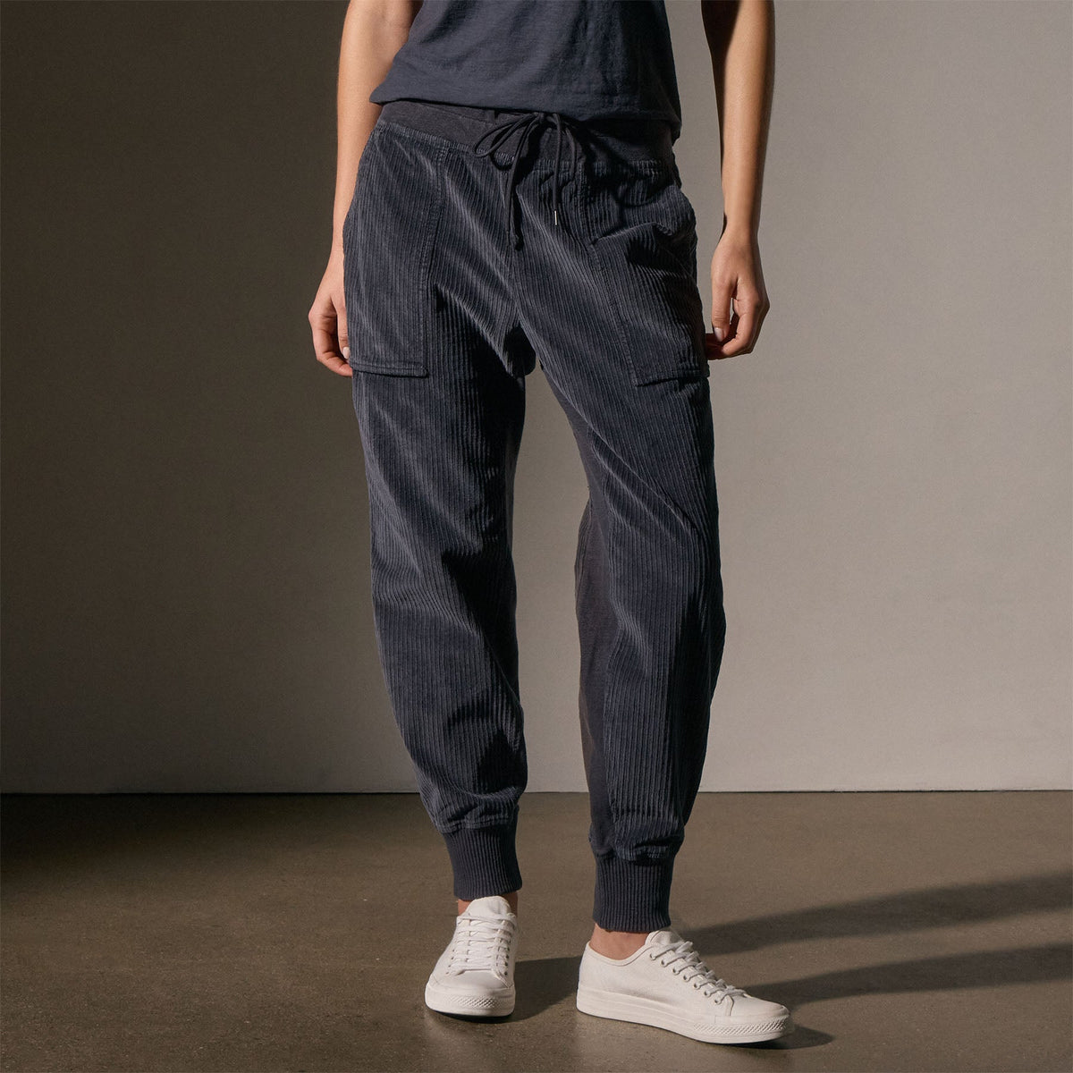 Corduroy Mixed Media Pant in Blue Noir Pigment | James Perse Los Angeles