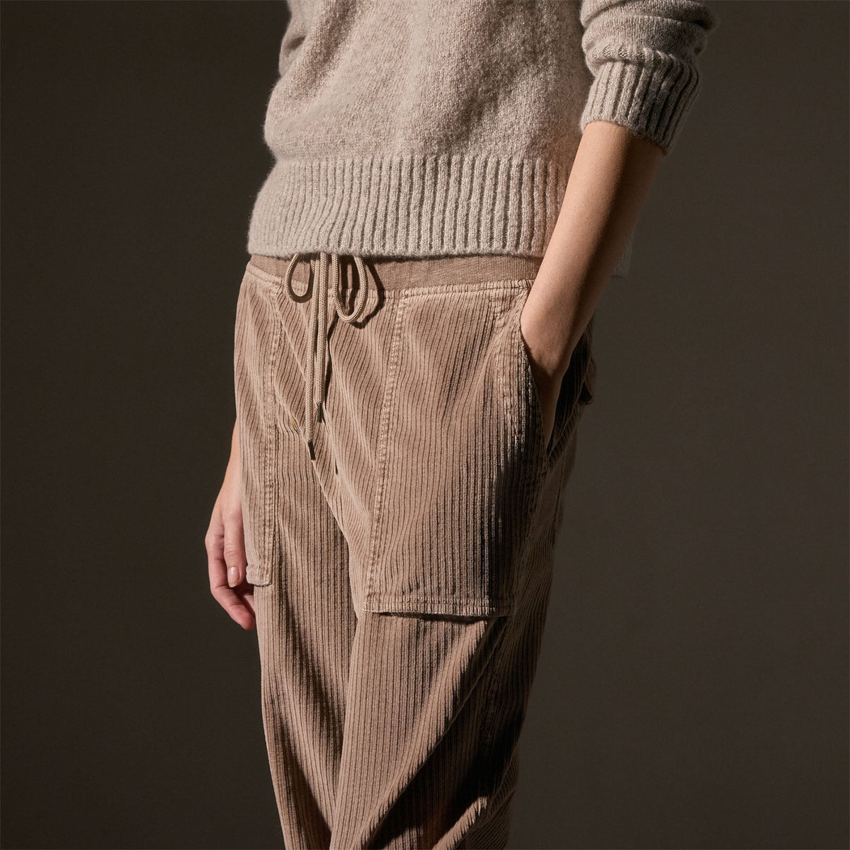 Corduroy Mixed Media Pant in Coyote Pigment | James Perse Los Angeles