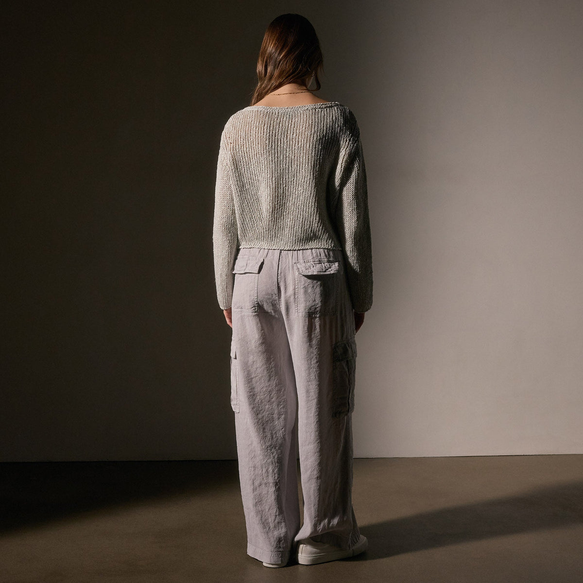 Cotton Linen Open Knt Pullover in Foam | James Perse Los Angeles