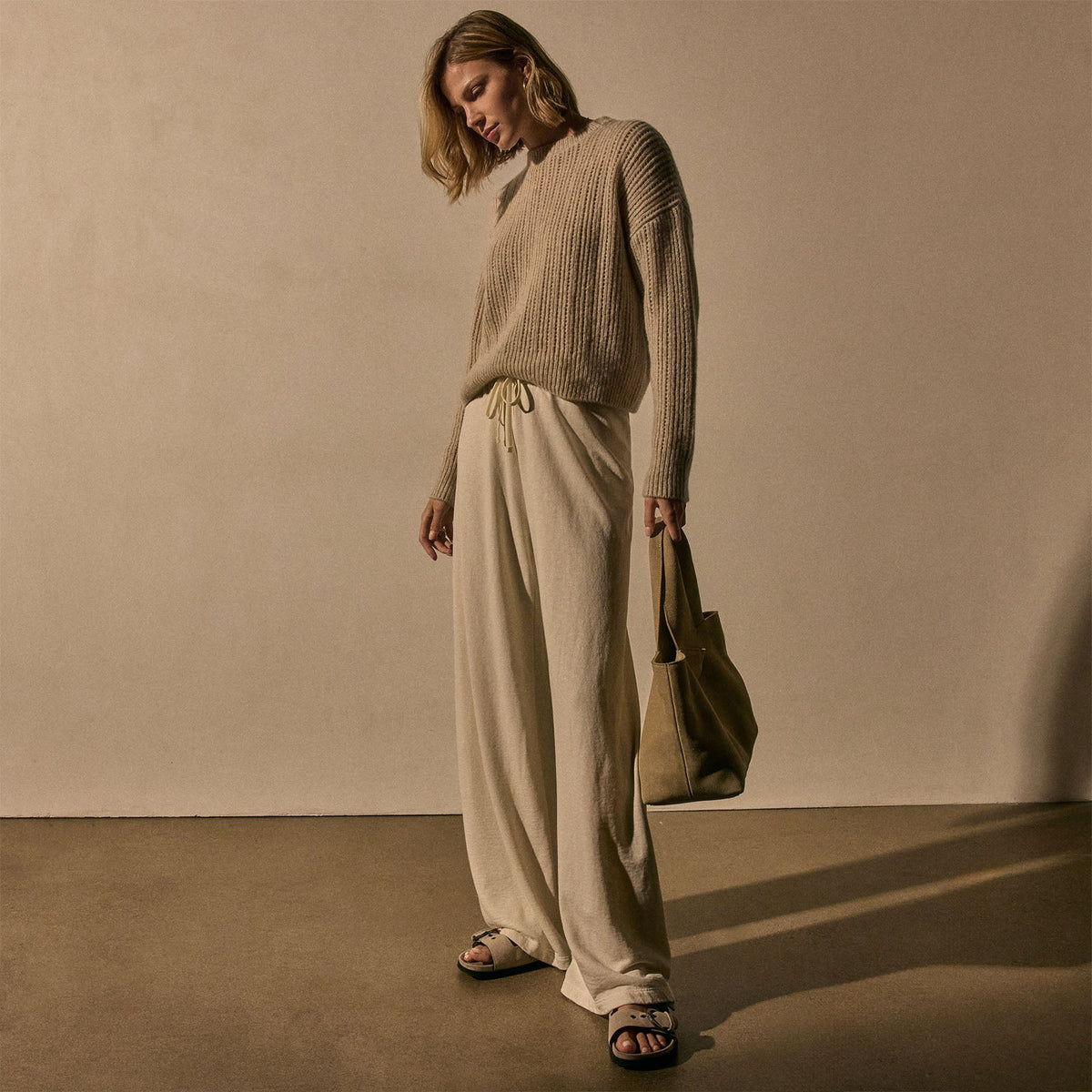 Wide Leg Sweatpant in Alabaster Pigment | James Perse Los Angeles