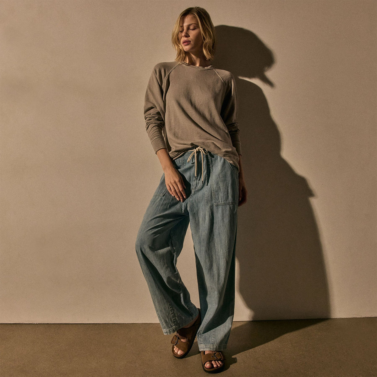 Vintage French Terry Relaxed Sweatshirt in Concrete Pigment | James Perse Los Angeles