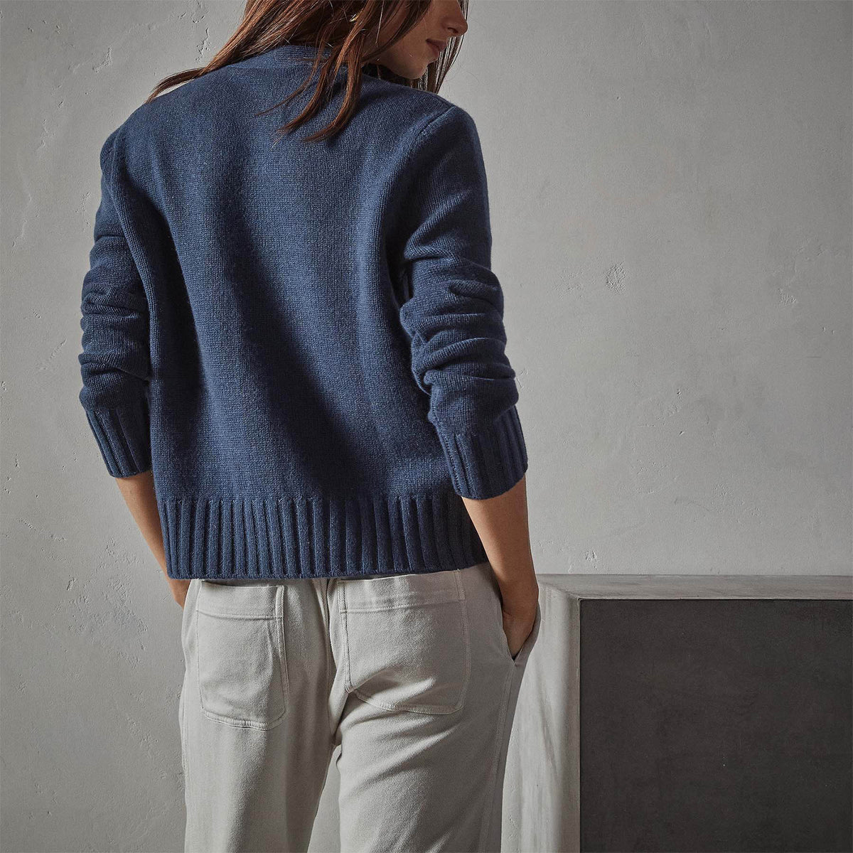 Recycled Cashmere Cardigan in Prussian | James Perse Los Angeles