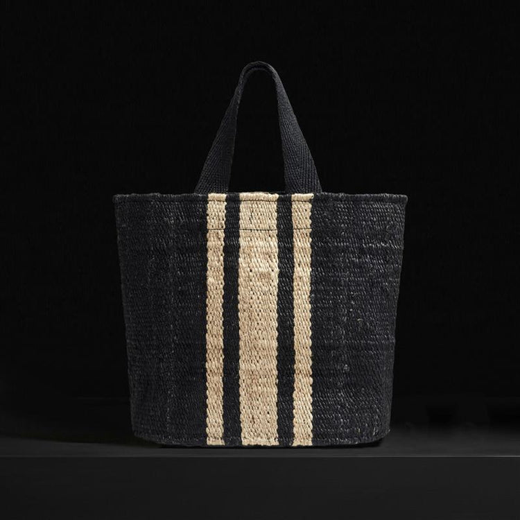 Playa Striped Small Hemp Tote in Black/Natural | James Perse Los Angeles