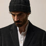 Lightweight Textured Cashmere Cable Knit Beanie in True Black | James Perse Los Angeles / Mens