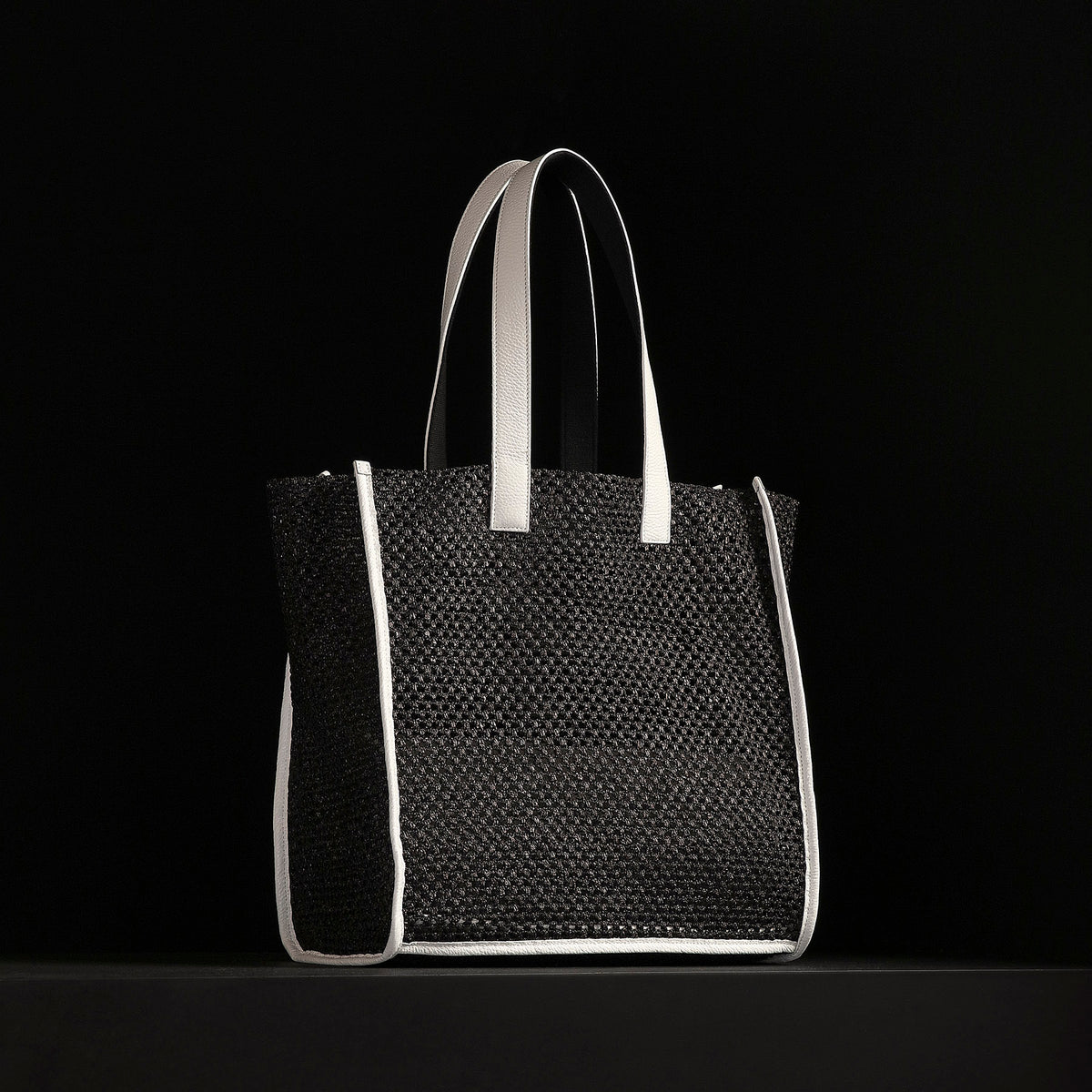 Raffia Tote in Black Sea | James Perse Los Angeles