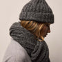 Cashmere Silk Marl Beanie in Black Mix | James Perse Los Angeles / Womens