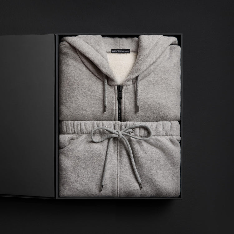 Women's Cozy Fleece Zip Hoodie & Cozy Wide Leg Sweat Pant Gift Set In Heather Grey | James Perse Los Angeles