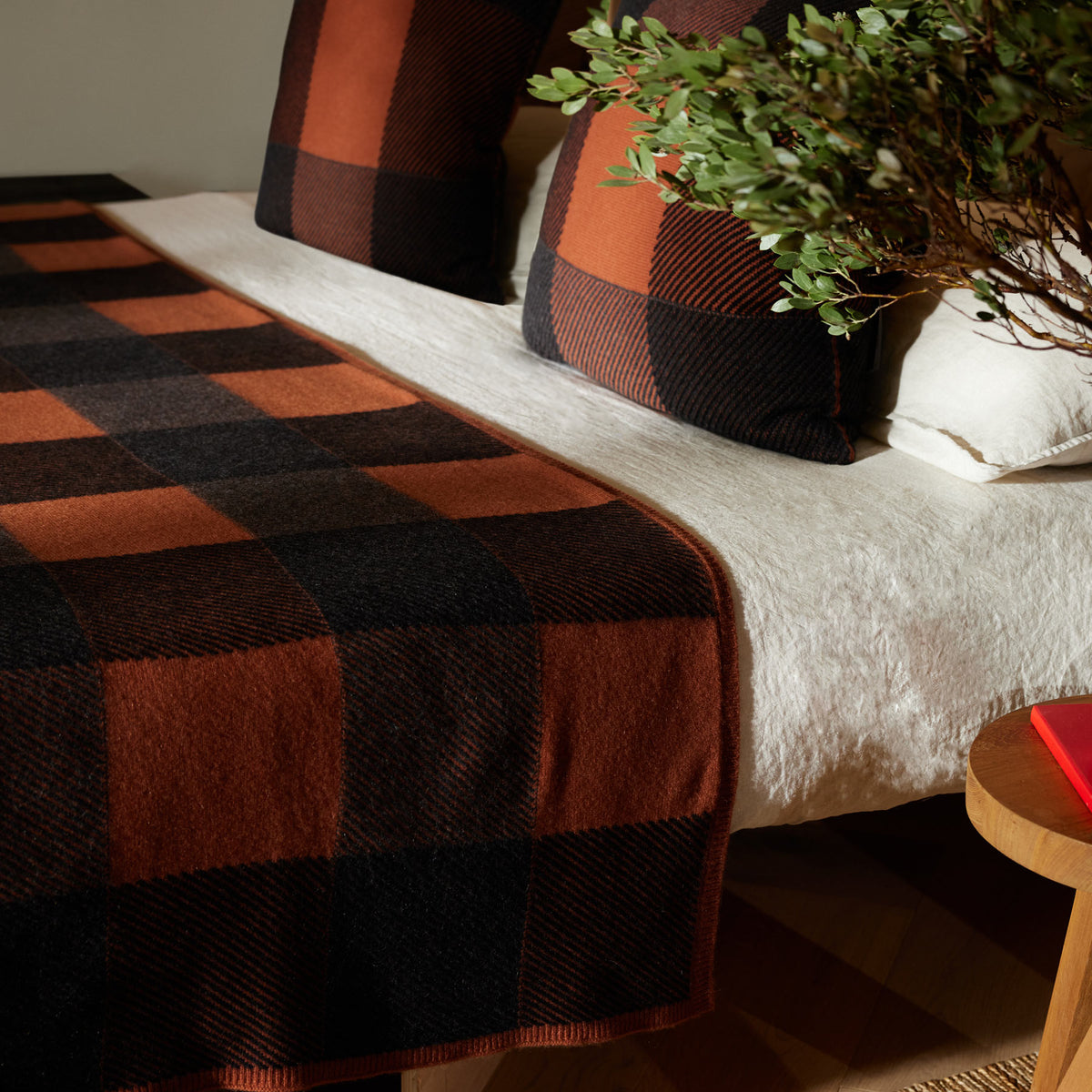 Plaid Cashmere Home Gift Set in Burnt Orange/ Charcoal/ Black | James Perse Los Angeles