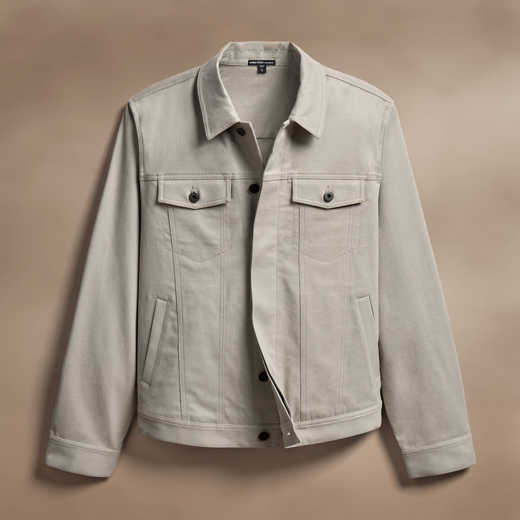 Cashmere Touch Cotton Jean Jkt in Light Tan | James Perse Los Angeles