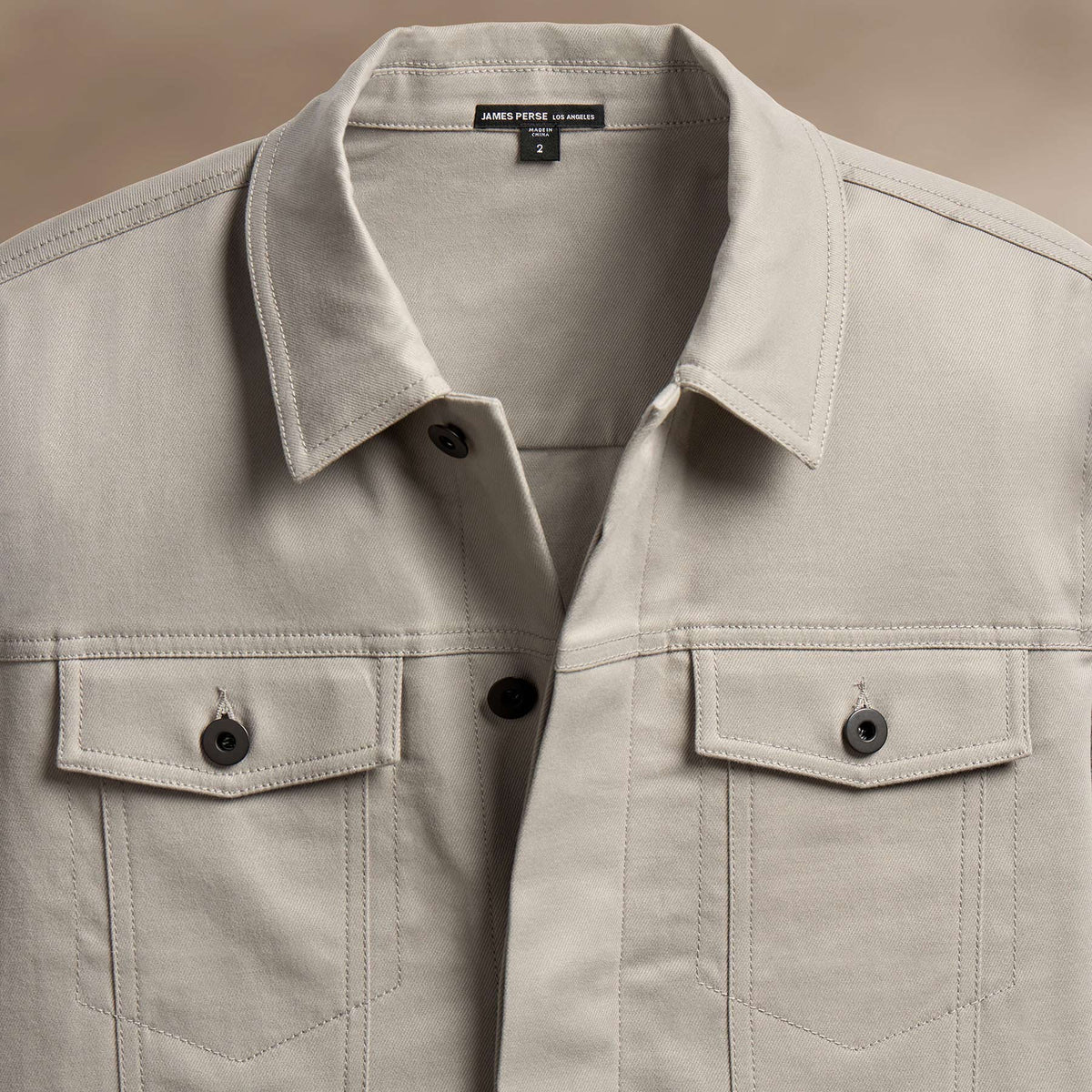 Cashmere Touch Cotton Jean Jkt in Light Tan | James Perse Los Angeles