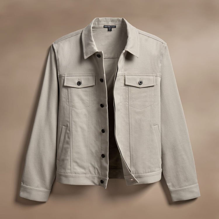 Cashmere Touch Cotton Jean Jkt in Light Tan | James Perse Los Angeles