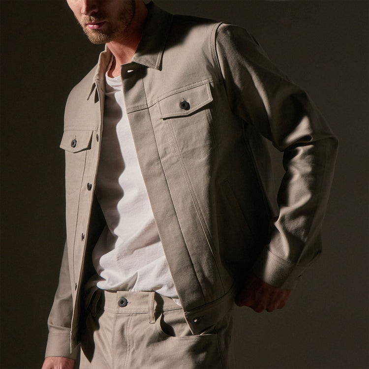Cashmere Touch Cotton Jean Jkt in Light Tan | James Perse Los Angeles
