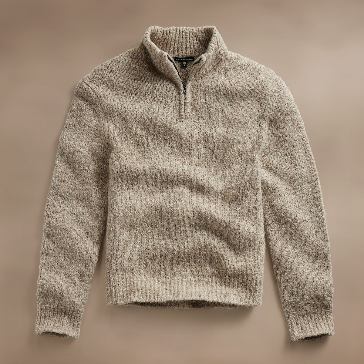 Cotton Wool Blend Chunky Half Zip  in Stone | James Perse Los Angeles