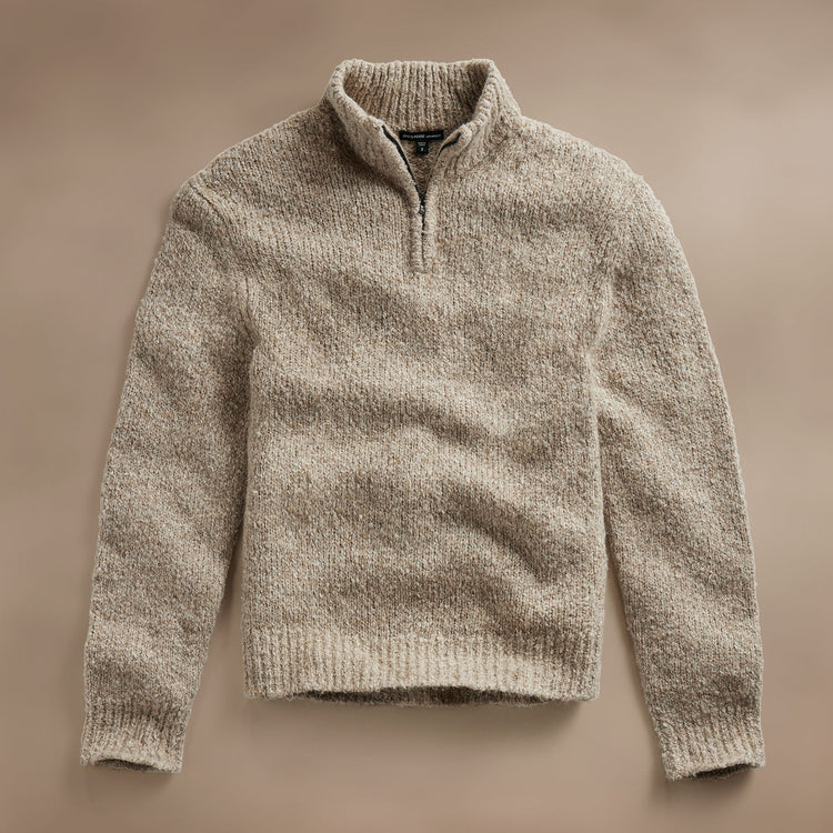 Cotton Wool Blend Chunky Half Zip  in Stone | James Perse Los Angeles