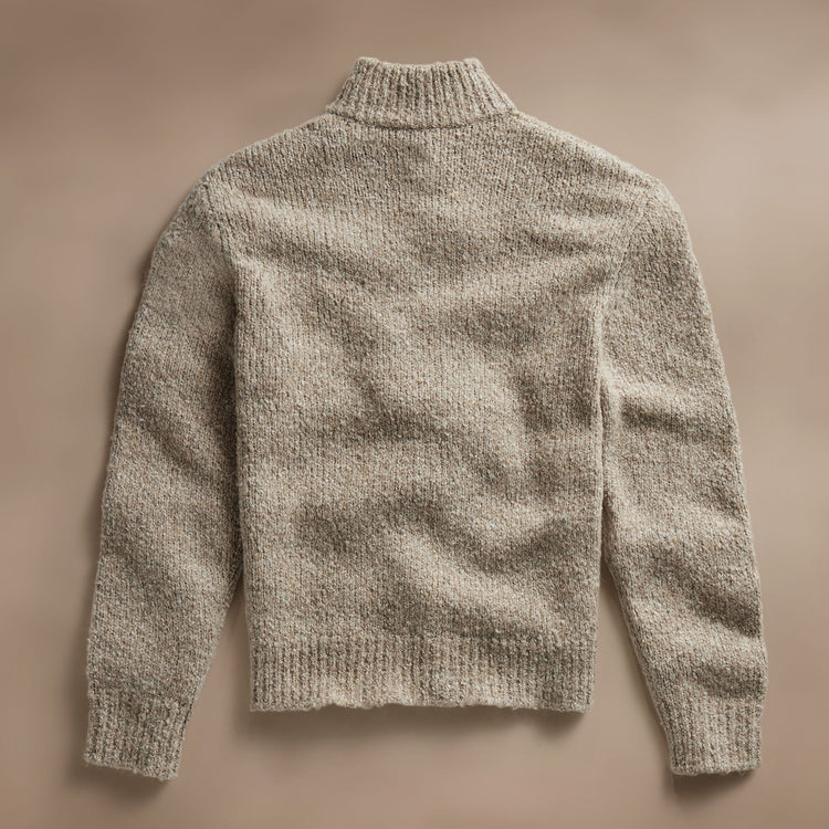 Cotton Wool Blend Chunky Half Zip  in Stone | James Perse Los Angeles