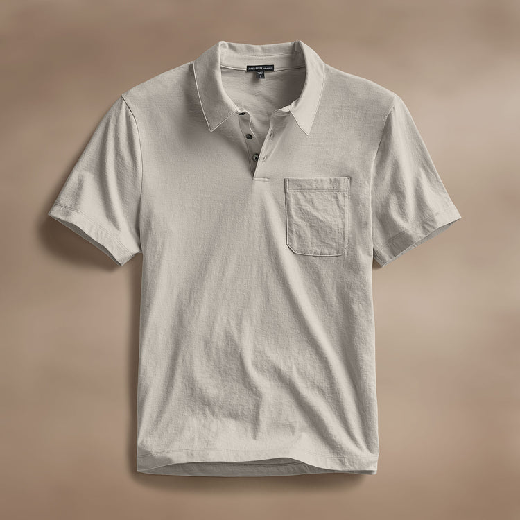 Cotton Linen Pocket Polo in Salt | James Perse Los Angeles