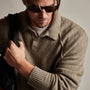 Cashmere Raglan Sweater Polo in Khaki | James Perse Los Angeles