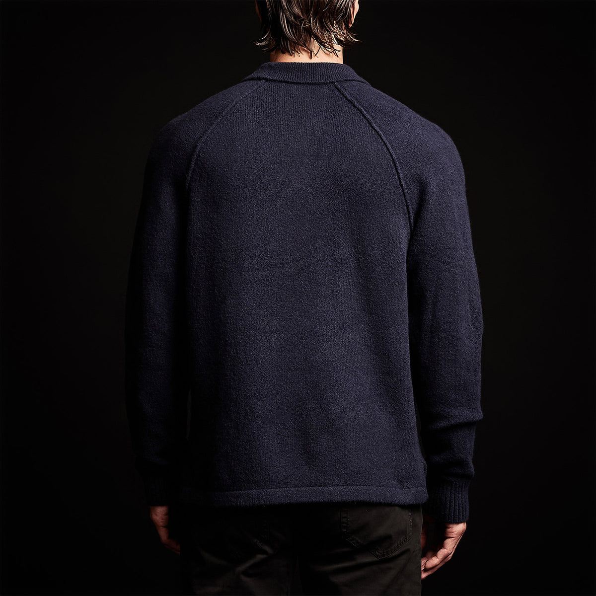 Cashmere Raglan Sweater Polo in Navy | James Perse Los Angeles
