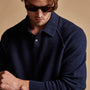 Cashmere Raglan Sweater Polo in Navy | James Perse Los Angeles