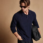 Cashmere Raglan Sweater Polo in Navy | James Perse Los Angeles